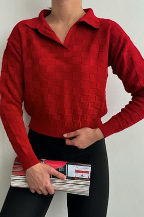 پلیور قرمز زنانه ساده oshebu - کد 817346747