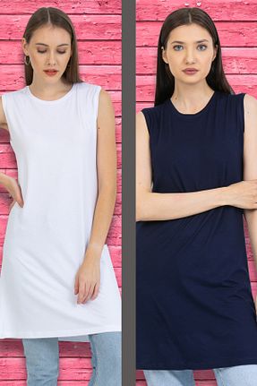 تونیک حجاب سفید زنانه پنبه ای Nezoş - کد 776082676