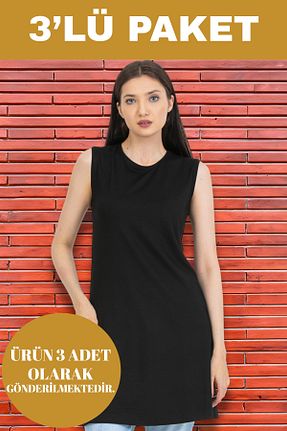 تونیک سایز بزرگ مشکی زنانه بافت 38 OtuzSekiz - کد 776736784
