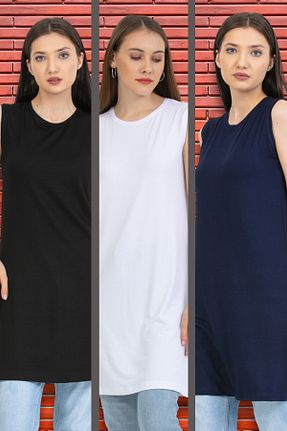 تونیک سایز بزرگ مشکی زنانه بافت 38 OtuzSekiz - کد 776736854