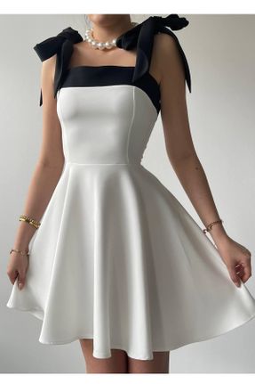 لباس سفید زنانه بافتنی مخلوط پلی استر رگولار بند دار کد 817817258
