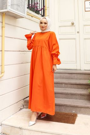 لباس نارنجی زنانه رگولار بافتنی پنبه - پلی استر کد 817835702