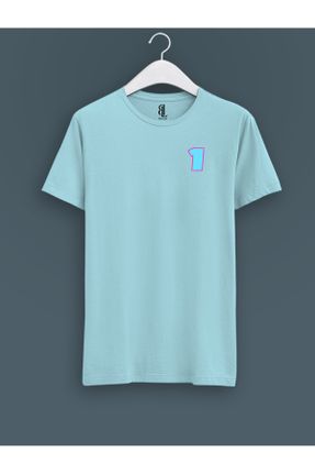 تی شرت آبی زنانه رگولار یقه گرد تکی بیسیک کد 817957568