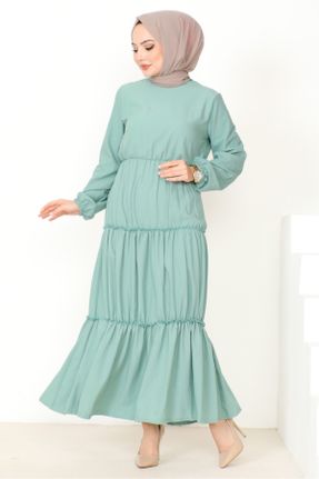 لباس سبز زنانه رگولار بافت پنبه - پلی استر کد 818068566