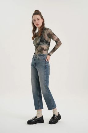 شلوار جین آبی زنانه پاچه ساده فاق بلند کد 818091488