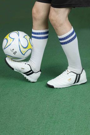 کفش فوتبال چمن مصنوعی سفید مردانه چرم مصنوعی کد 5940244