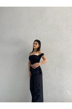 شلوار پارچه ای مشکی زنانه فاق نرمال Kreliçe Butik - کد 818252119