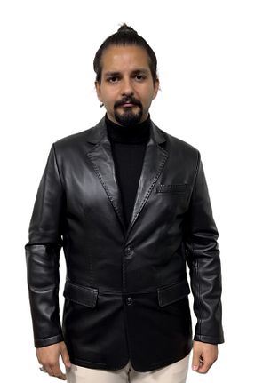 کت بلیزر مشکی مردانه چرم خالص db deriburada original - کد 809726666