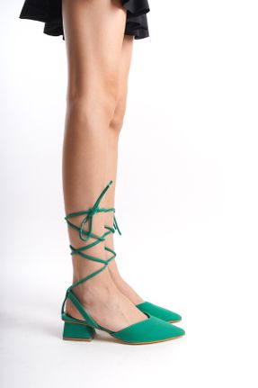 کفش پاشنه بلند کلاسیک سبز زنانه پارچه نساجی پاشنه ضخیم پاشنه کوتاه ( 4 - 1 cm ) کد 818186568