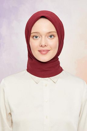 روسری زرشکی شیفون Levidor - کد 733175229