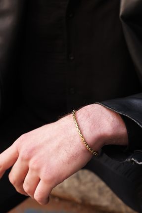 دستبند استیل طلائی مردانه استیل ضد زنگ کد 818434117