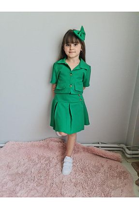 ست بالاتنه و پائین تنه سبز بچه گانه بافتنی Bisahane - کد 818466880