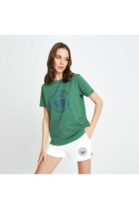 تی شرت سبز زنانه رگولار یقه گرد پنبه (نخی) کد 818480761