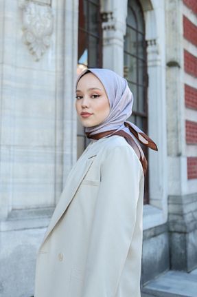 روسری طوسی پلی استر Hint İpek - کد 818482064