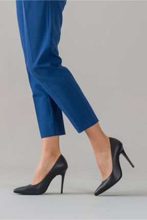 کفش پاشنه بلند کلاسیک مشکی زنانه چرم طبیعی پاشنه نازک پاشنه بلند ( +10 cm) کد 818477937