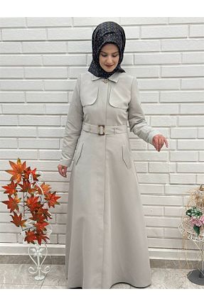 ترنچکت بژ زنانه مخلوط ویسکون بدون آستر کد 442543221