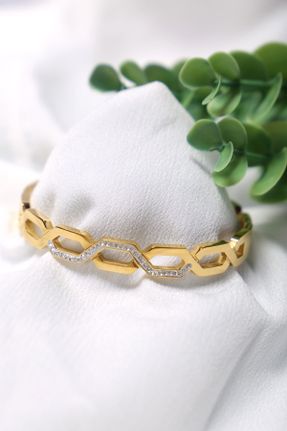 دستبند استیل طلائی زنانه فولاد ( استیل ) کد 818181744