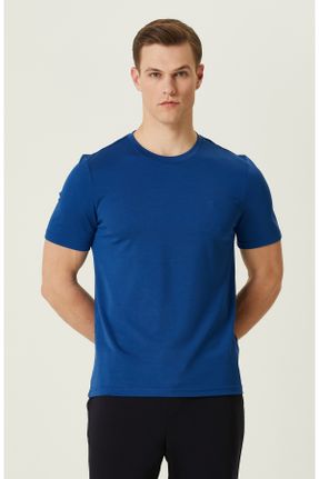 تی شرت سرمه ای مردانه مخلوط پلی استر اسلیم فیت یقه گرد کد 818174699