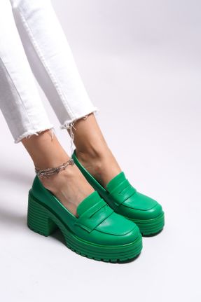کفش لوفر سبز زنانه پاشنه کوتاه ( 4 - 1 cm ) کد 818180393