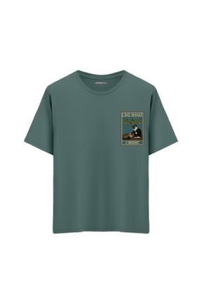 تی شرت سبز زنانه اورسایز تکی کد 818224103