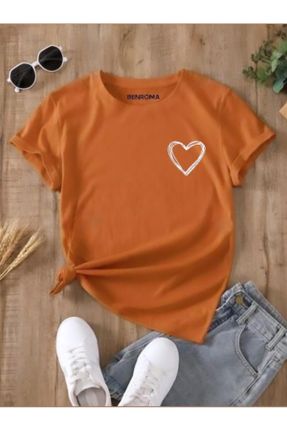 تی شرت نارنجی بچه گانه اورسایز یقه گرد کد 818216481