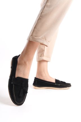 کفش لوفر مشکی زنانه چرم طبیعی پاشنه کوتاه ( 4 - 1 cm ) کد 818354959
