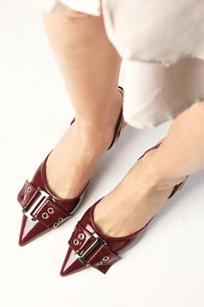 کفش پاشنه بلند کلاسیک زرشکی زنانه چرم لاکی Mio Gusto - کد 818402283