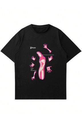 تی شرت مشکی زنانه اورسایز یقه گرد کد 818399741
