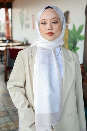 شال سفید زنانه ویسکون Hint İpek - کد 801247808