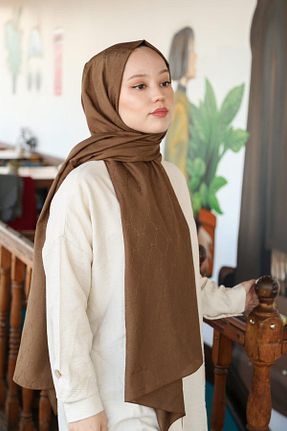شال قهوه ای زنانه ویسکون Hint İpek - کد 800932459