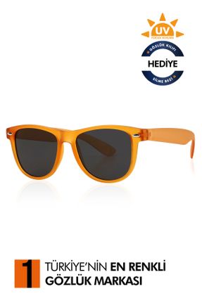 عینک آفتابی نارنجی بچه گانه 48 UV400 سایه روشن هندسی کد 818502587