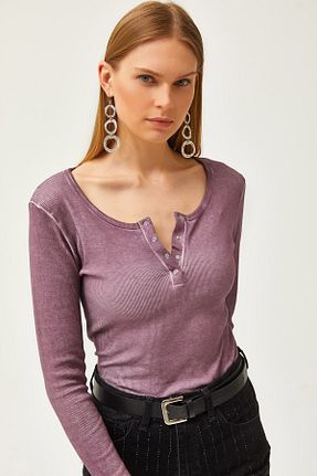 بلوز بنفش زنانه ساده Olalook - کد 818100697