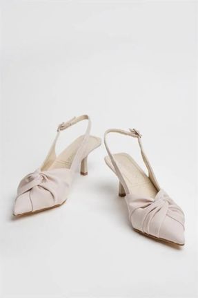 کفش پاشنه بلند کلاسیک بژ زنانه پاشنه نازک پاشنه متوسط ( 5 - 9 cm ) کد 737896368