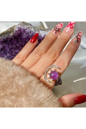 انگشتر جواهر بنفش زنانه سنگ طبیعی Elifsu Jewelry - کد 818110655