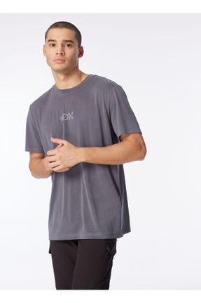 تی شرت طوسی مردانه ریلکس یقه گرد مودال کد 809105258