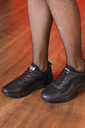 کفش اسنیکر مشکی زنانه بند دار تریکو کد 72366087