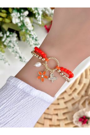 دستبند جواهر نارنجی زنانه کد 818152084