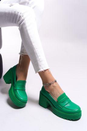 کفش لوفر سبز زنانه پاشنه کوتاه ( 4 - 1 cm ) کد 818180393