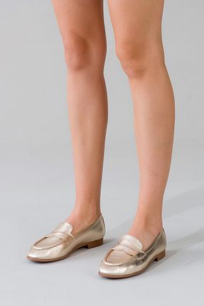 بابت طلائی زنانه چرم خالص GNS Shoes - کد 818398693