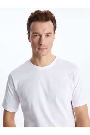 تی شرت سفید مردانه رگولار یقه گرد کد 818443663