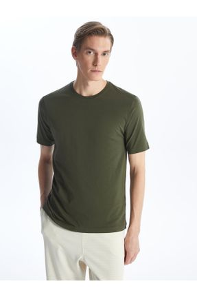 تی شرت خاکی مردانه رگولار یقه گرد کد 818443410