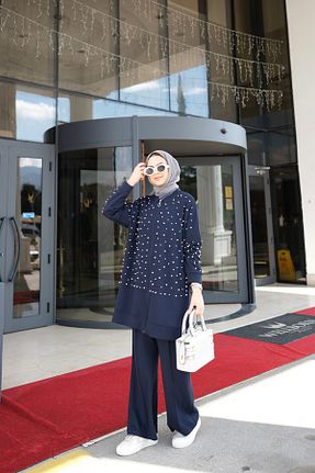 ست بالاتنه و پائین تنه حجاب سرمه ای زنانه کارگو EBRU ALTAŞ - کد 818471217