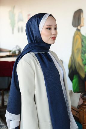 شال سرمه ای زنانه ویسکون Hint İpek - کد 801247942