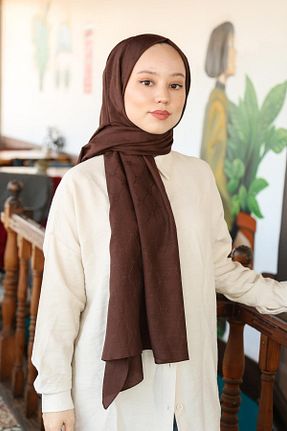 شال قهوه ای زنانه ویسکون Hint İpek - کد 800921545