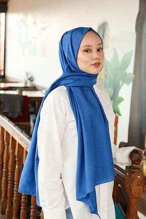 شال آبی زنانه ویسکون Hint İpek - کد 800934003