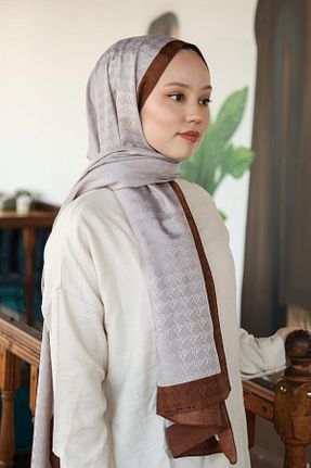 شال طوسی زنانه ویسکون Hint İpek - کد 801247544