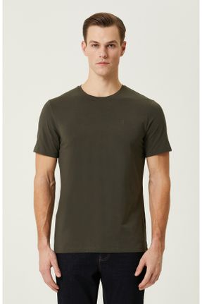 تی شرت خاکی مردانه اسلیم فیت یقه گرد کد 818578542