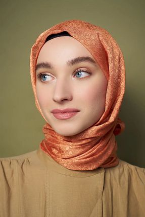 شال نارنجی زنانه پنبه پلی استر Modakaşmir - کد 818656217