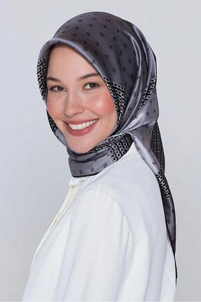 روسری مشکی کرپ ساتن ابریشم Armine - کد 818700416