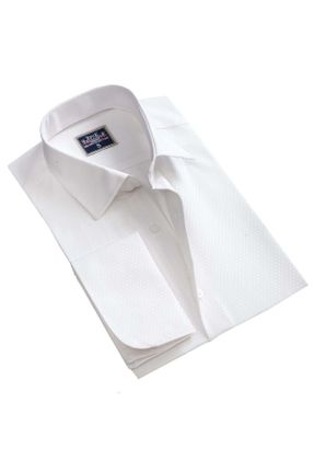 پیراهن سفید مردانه پنبه (نخی) تنگ / اسلیم یقه پیراهنی کد 775613765